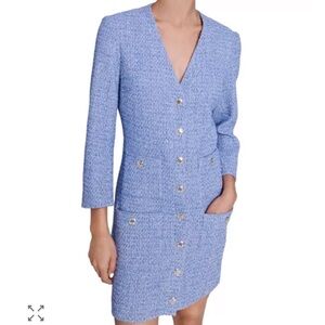 Maje Blue Tweed Dress New With Tags $535